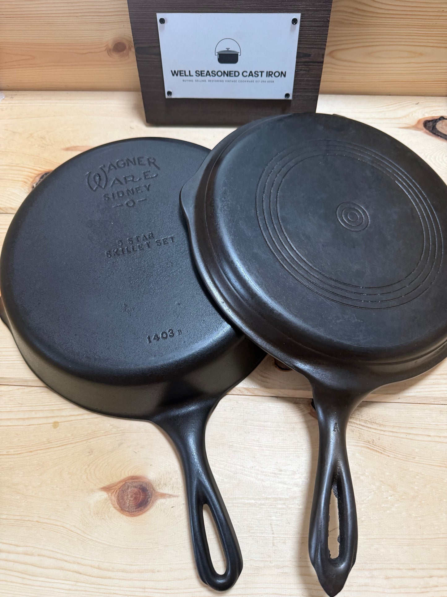 Wagner Ware Sidney -O- #1403 Five Star Skillet Set